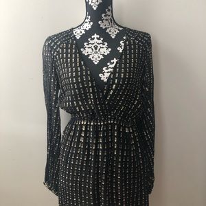 Erin Fetherston gold & black mini dress